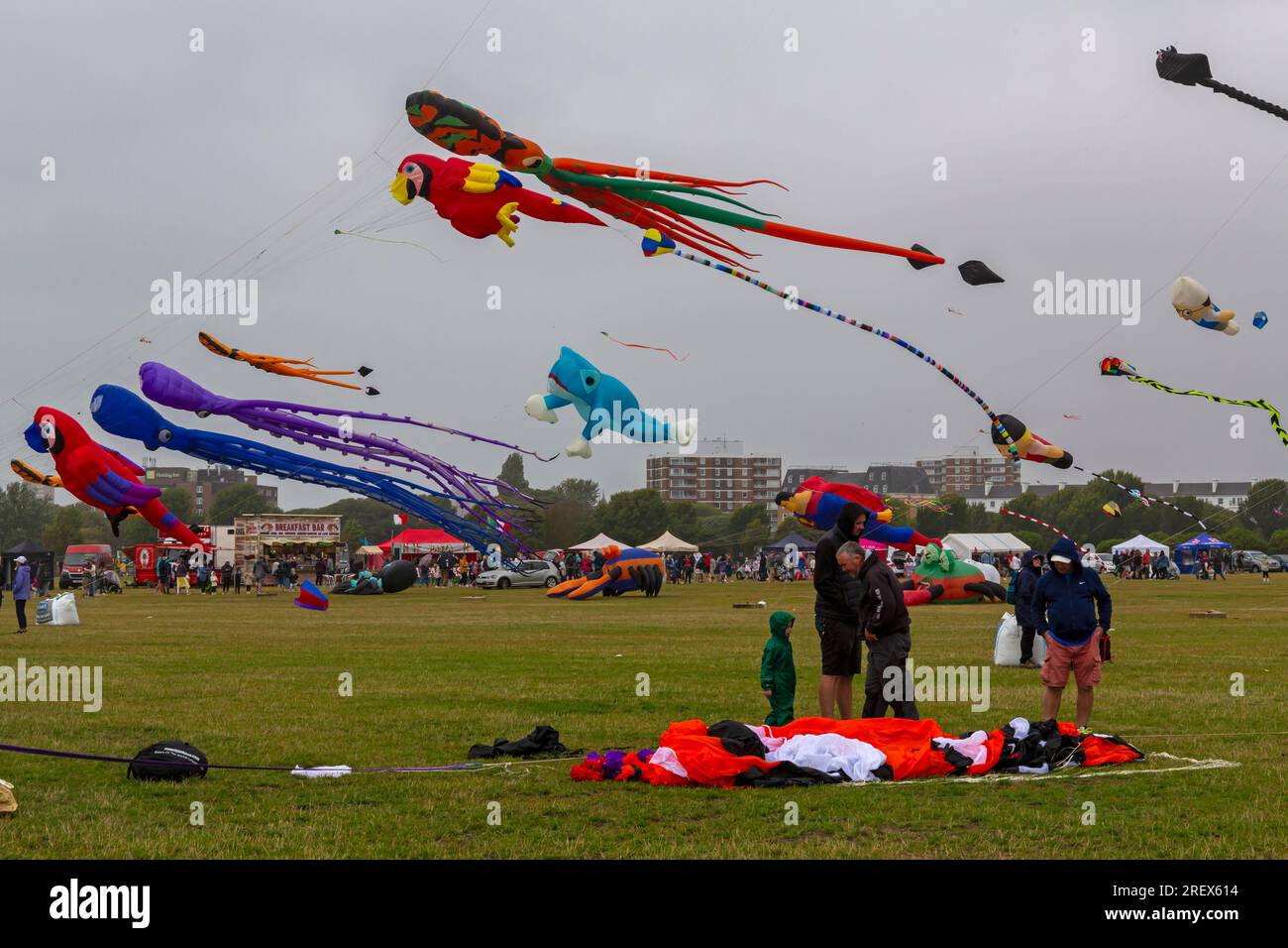 Portsmouth, Hampshire UK. 30th July 2023. Miserable grey and drizzly