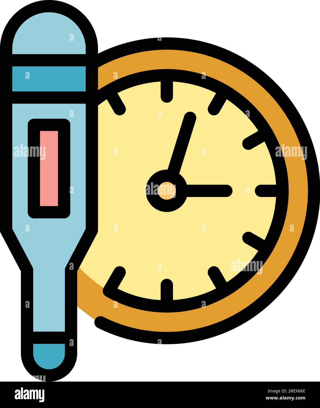 Time digital medical thermometer icon outline vector. Fever temperature. Health body color flat