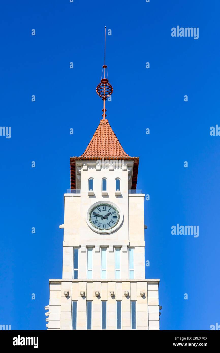 Lisbon, Portugal, clock tower of the Finestay 8 Building Apartments