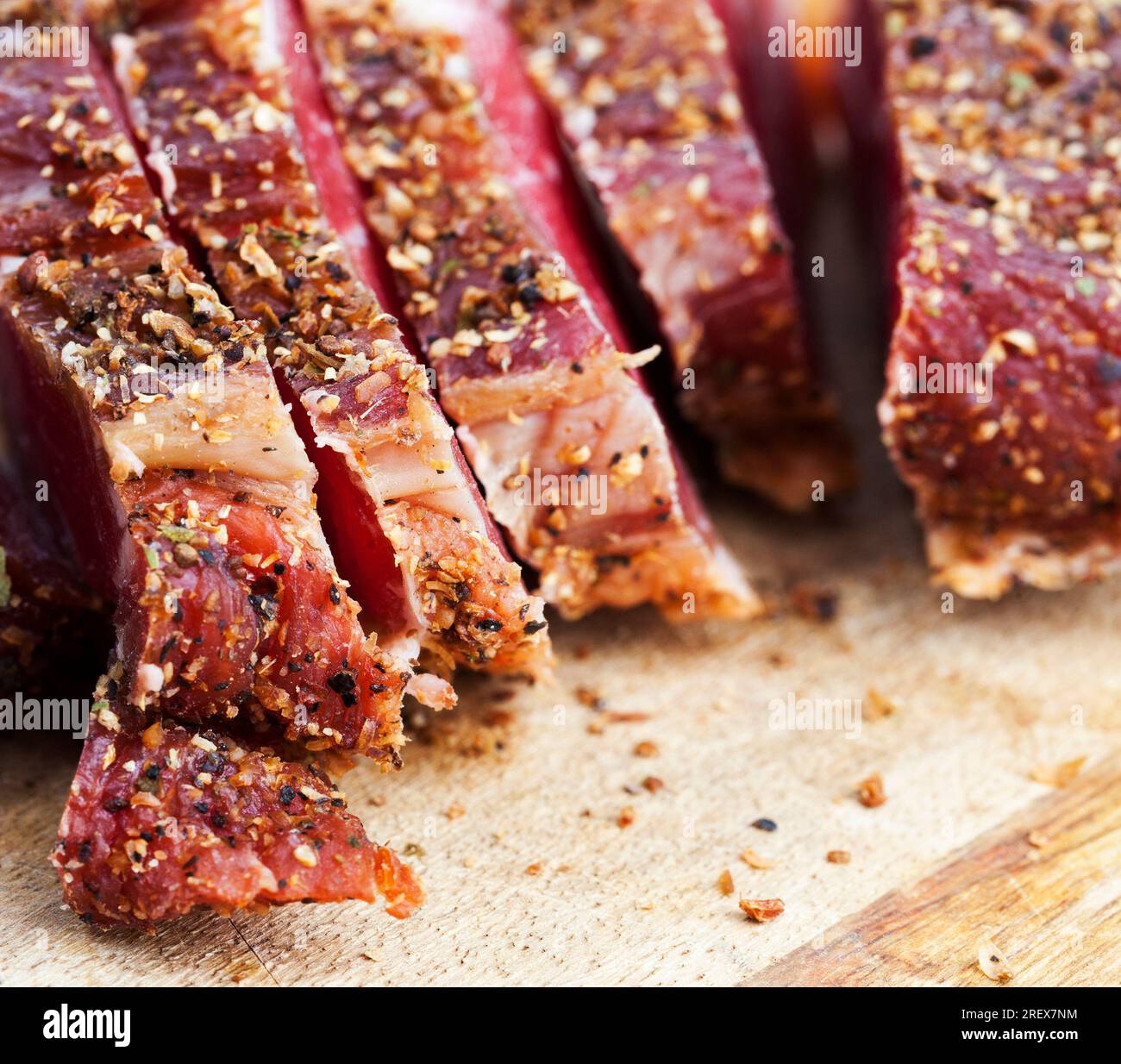 beef meat with lard cooked and marinated for food, the products are