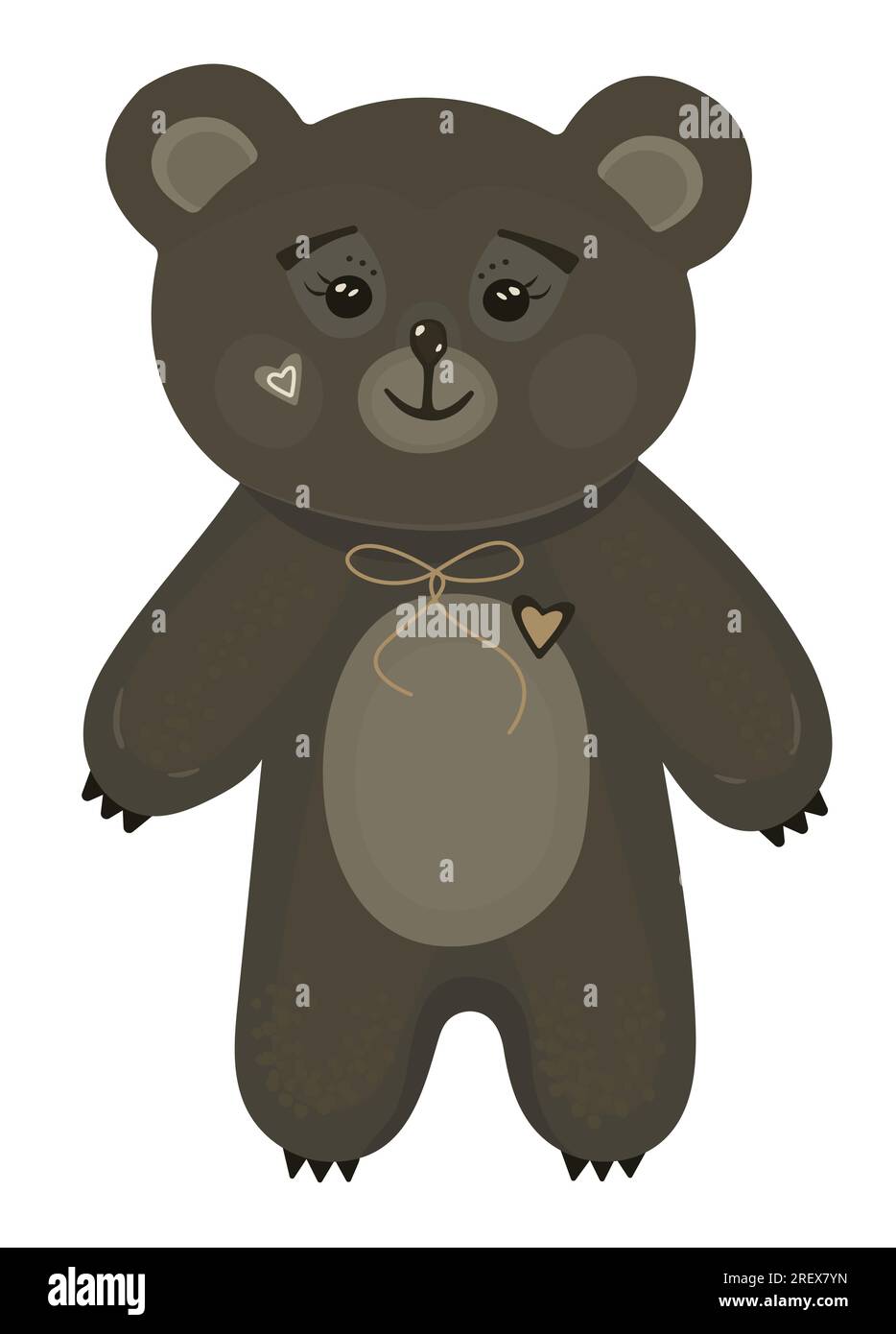 Kawaii brown bear shirt print, cute preppy illustration Stock Vector ...