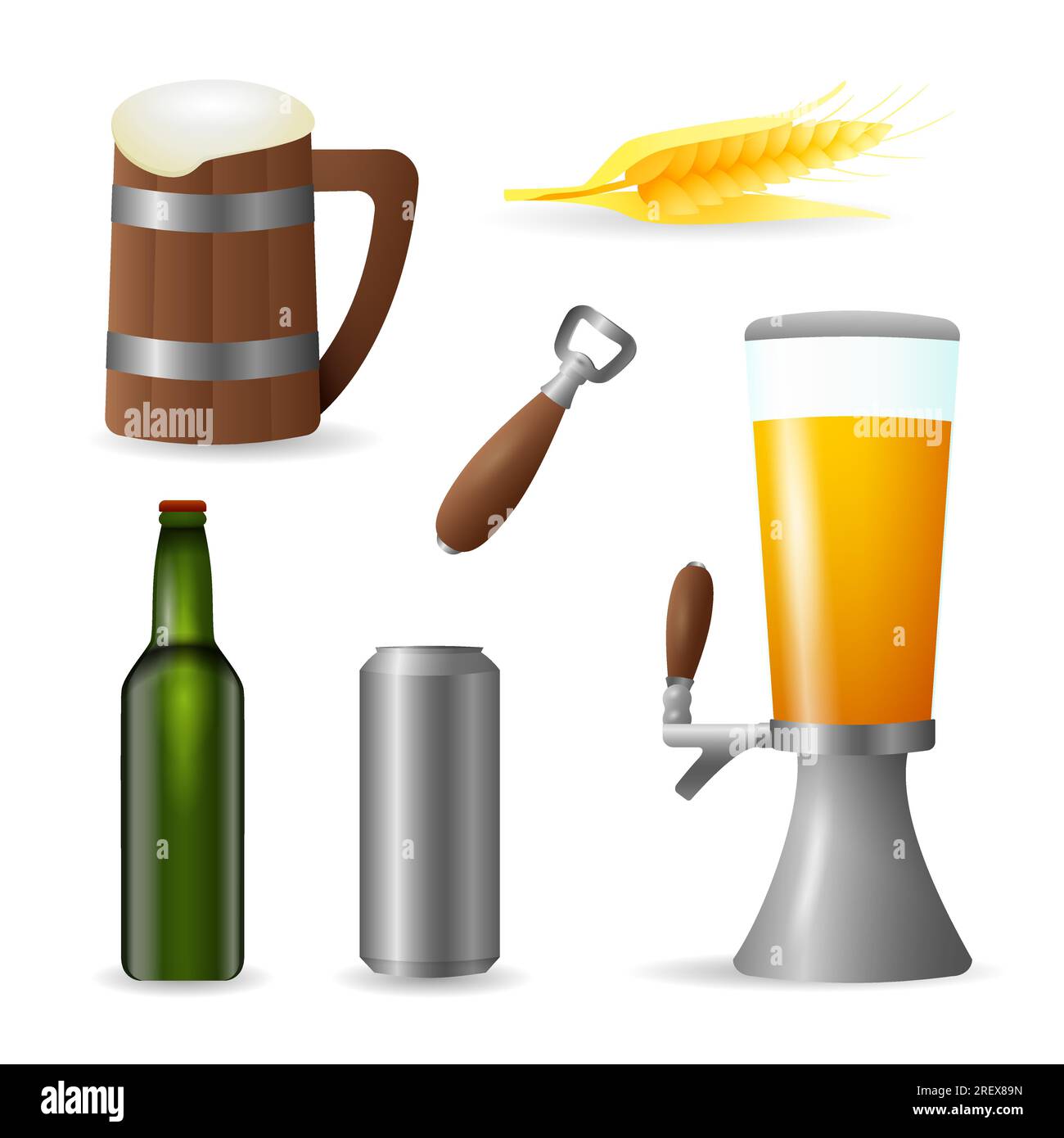 Beer containers colorful illustration set Stock Vector