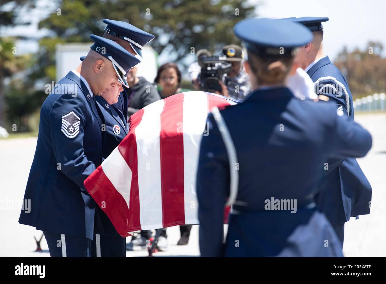 a funeral for Col. Ernest L. De Soto at Golden Gate National Cemetery in San Bruno, Calif., June 30, 2023. U.S. Air Force photo by Alexander Merchak Stock Photo