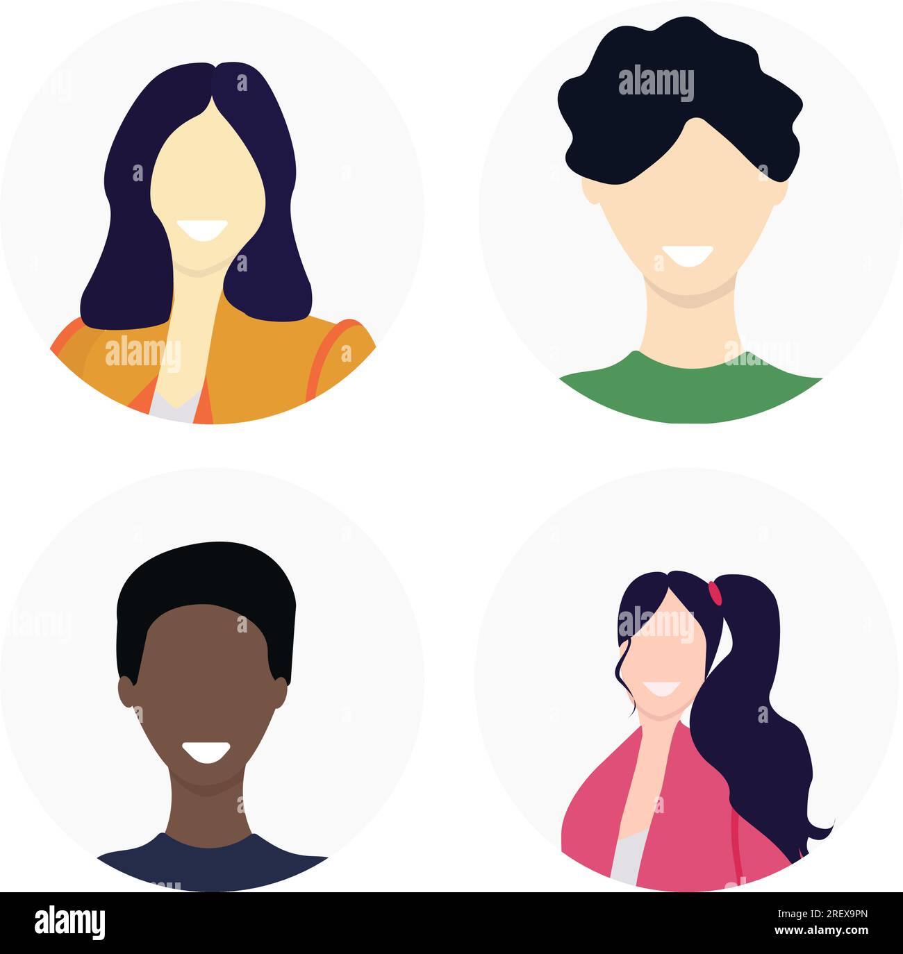 Avatars of different races and nationalities, men and women. Flat vector illustration Stock Vector