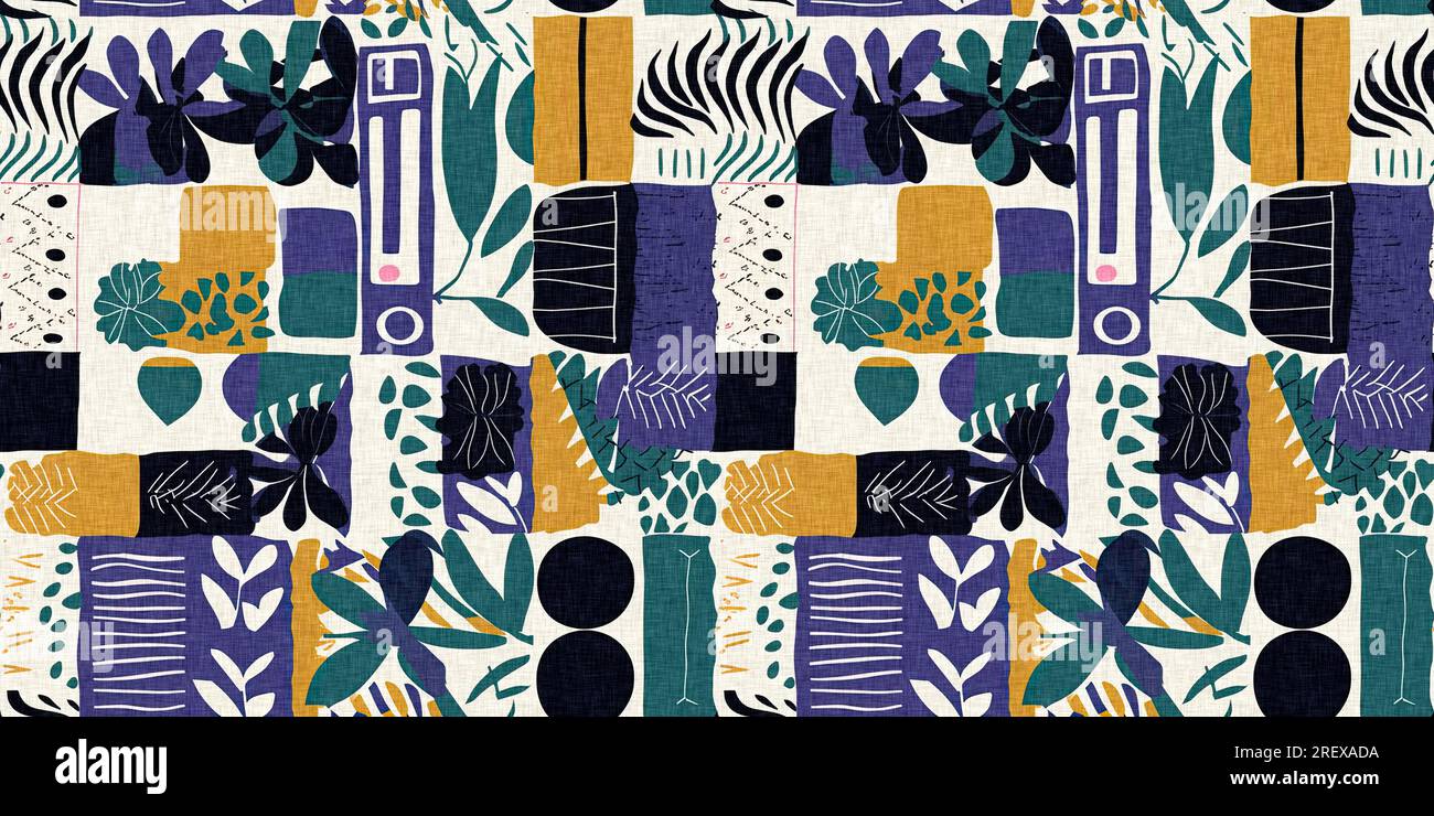 Modern fun pattern clash fabric border print for summer beach textile ...