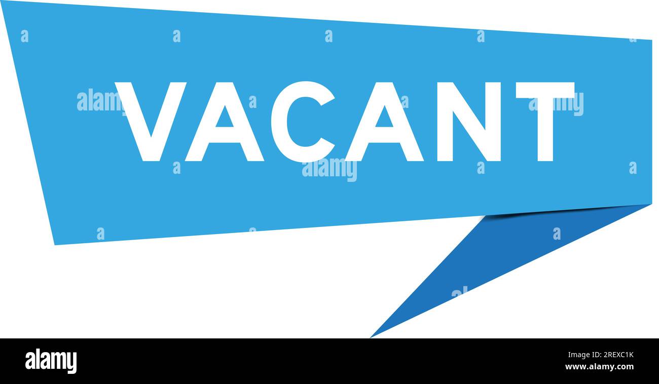 Blue color speech banner with word vacant on white background Stock