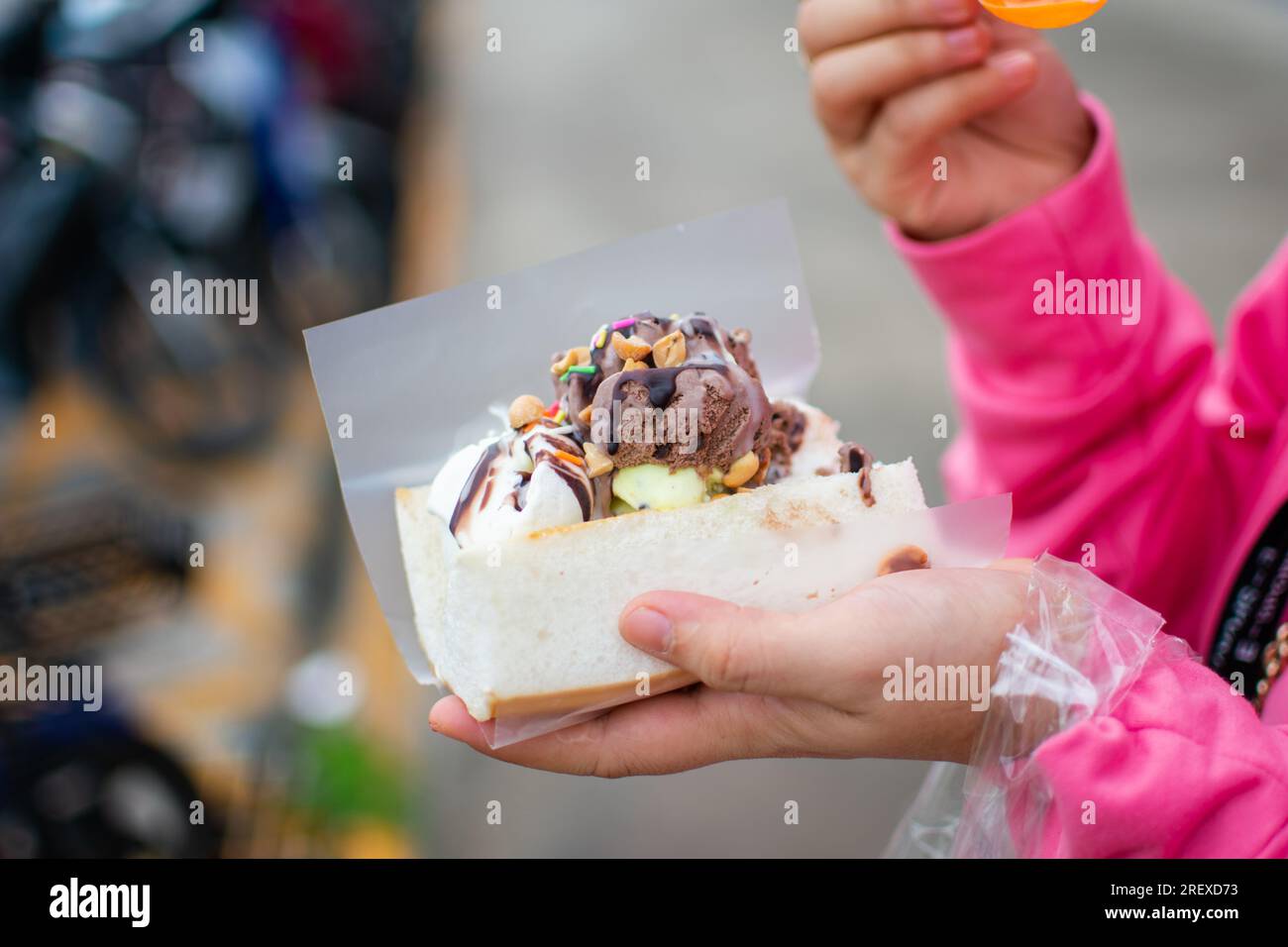 IceCream with bread Stock Photo Alamy