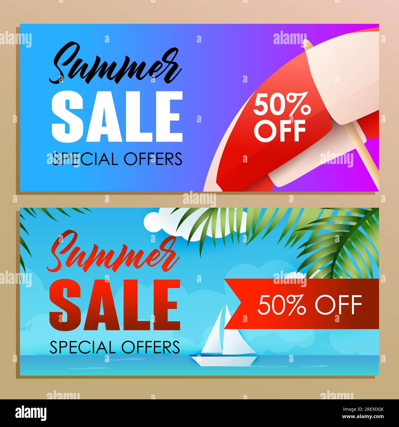 Summer sale banner design with sun umbrella Stock Vector Image & Art