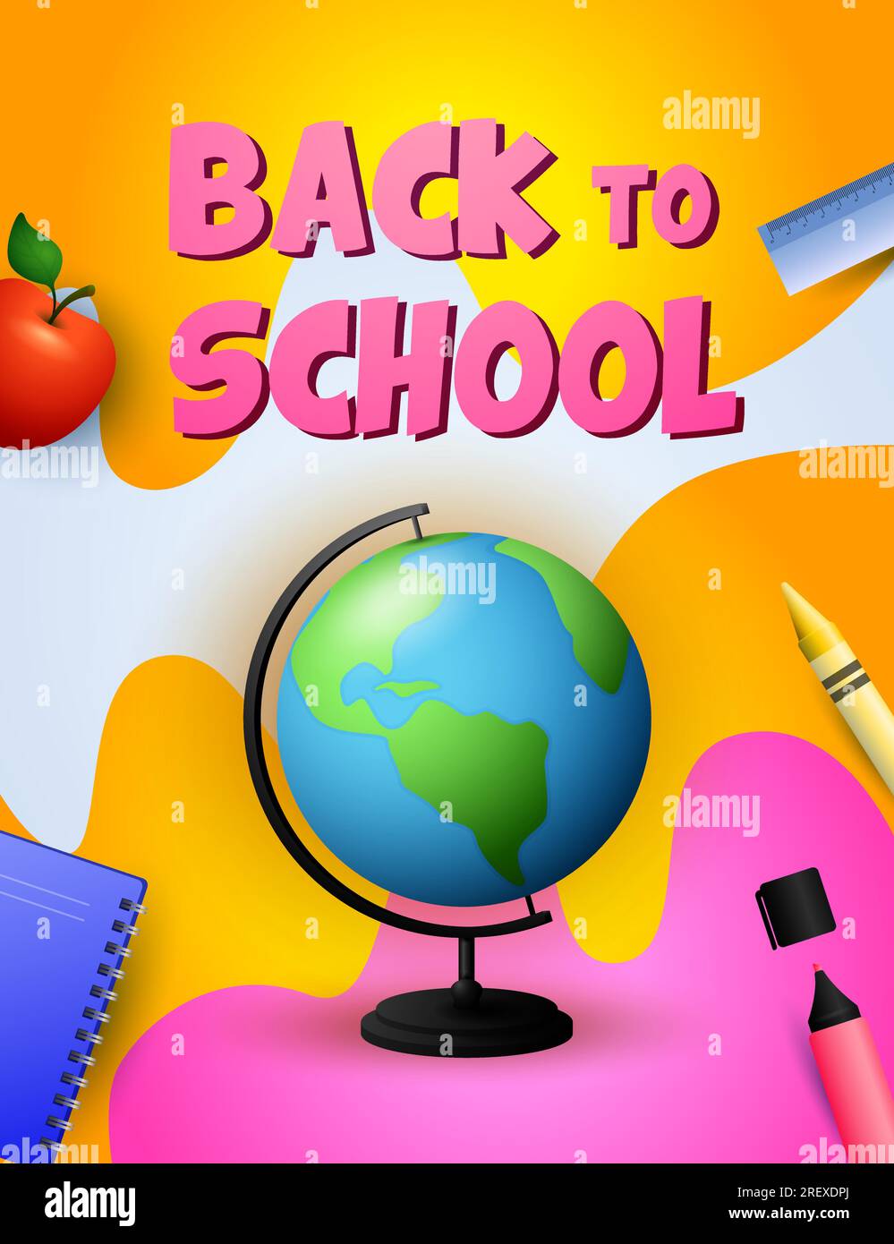 Back to school poster design. Globe, apple Stock Vector Image & Art Alamy