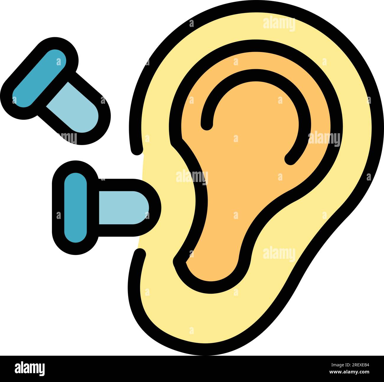 Earplugs block icon outline vector. Earplug auditory. Plug listen color