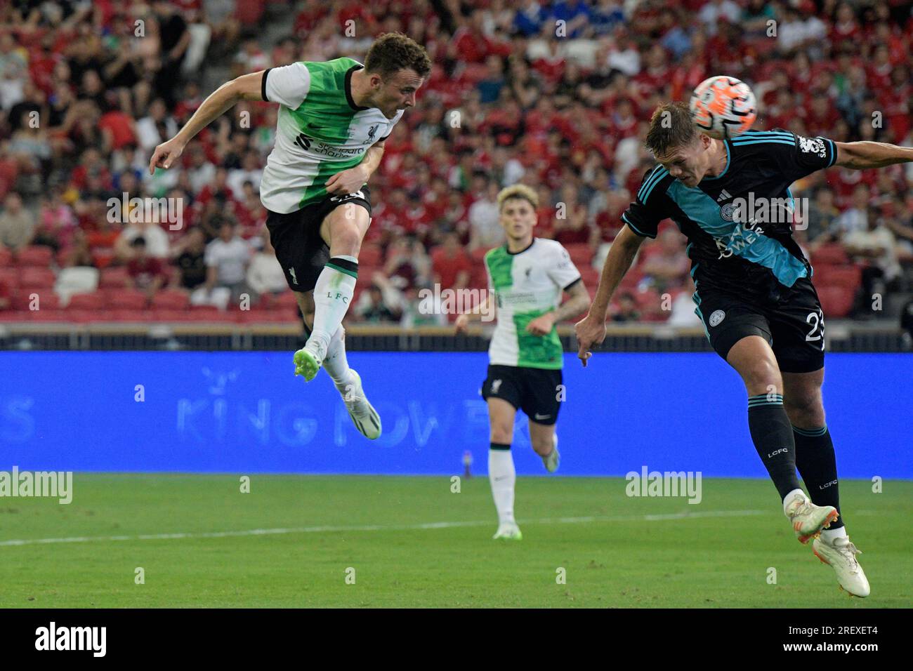 Singapore. 30th July, 2023. Diogo Jota (1st L) of Liverpool scores a ...