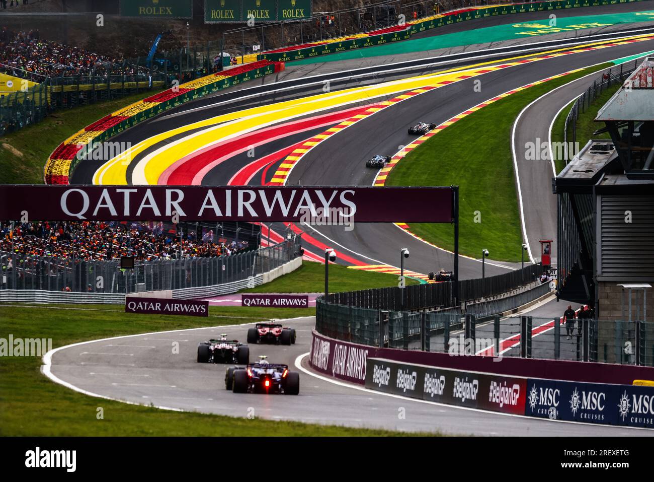 Spa, Belgium. 30th July, 2023. Eau Rouge corner during F1 Grand Prix of Belgium at Circuit de Spa-Francorchamps on July 30, 2023 in Spa, Belgium. (Credit Image: © Beata Zawrzel/ZUMA Press Wire) EDITORIAL USAGE ONLY! Not for Commercial USAGE! Stock Photo