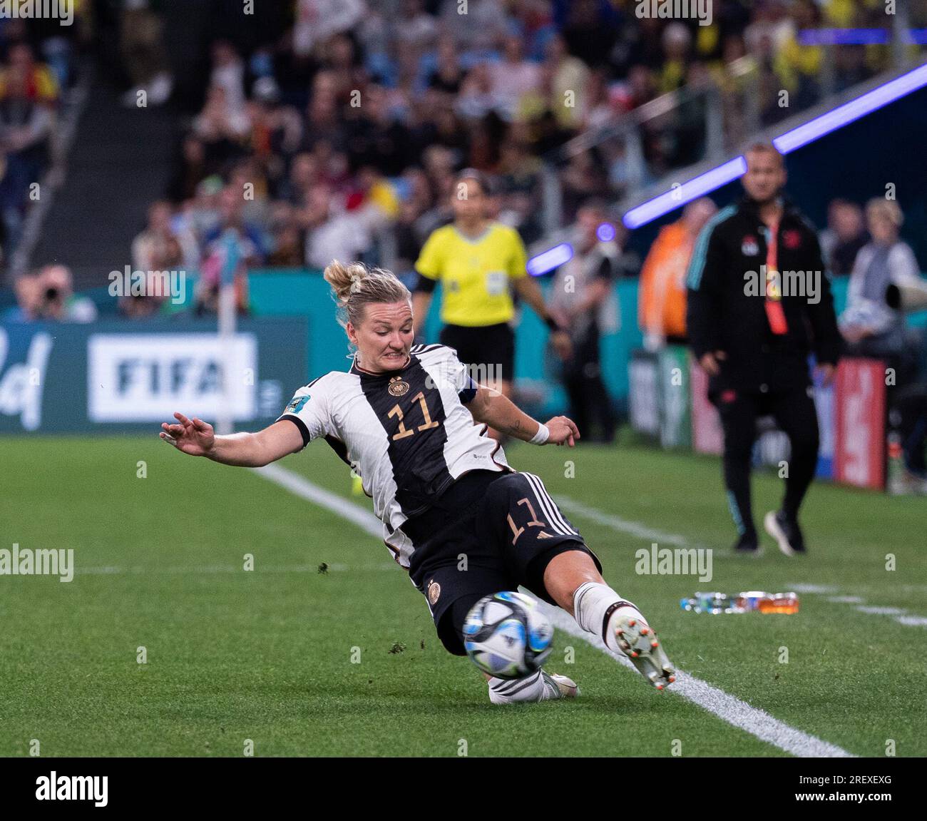 (230730) -- SYDNEY, July 30, 2023 (Xinhua) -- Alexandra Popp of Germany vies for the ball during the group H match between Germany and Colombia at the 2023 FIFA Women's World Cup in Sydney, Australia, July 30, 2023. (Photo by Hu Jingchen/Xinhua) Stock Photo