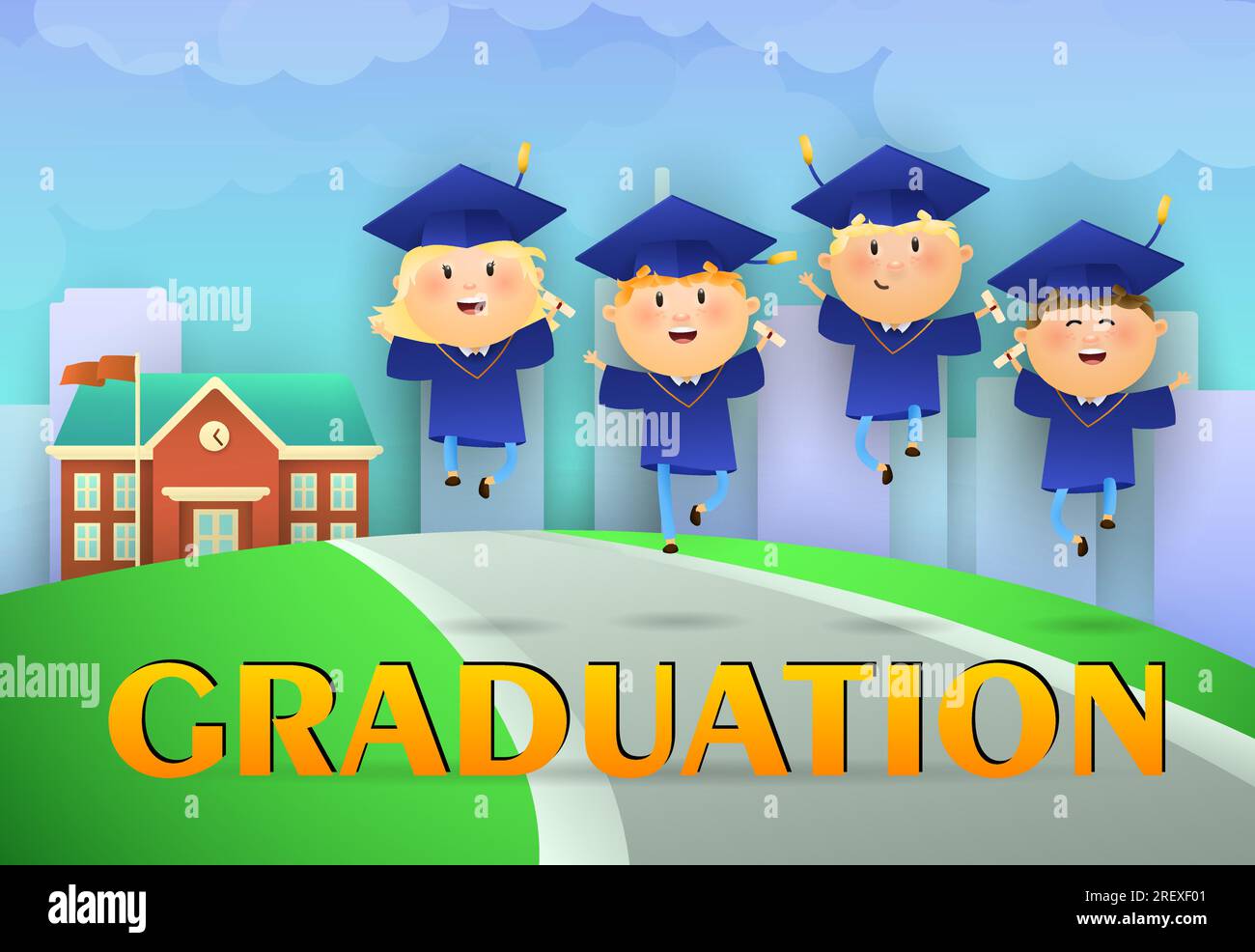 graduation-poster-design-cartoon-graduates-stock-vector-image-art