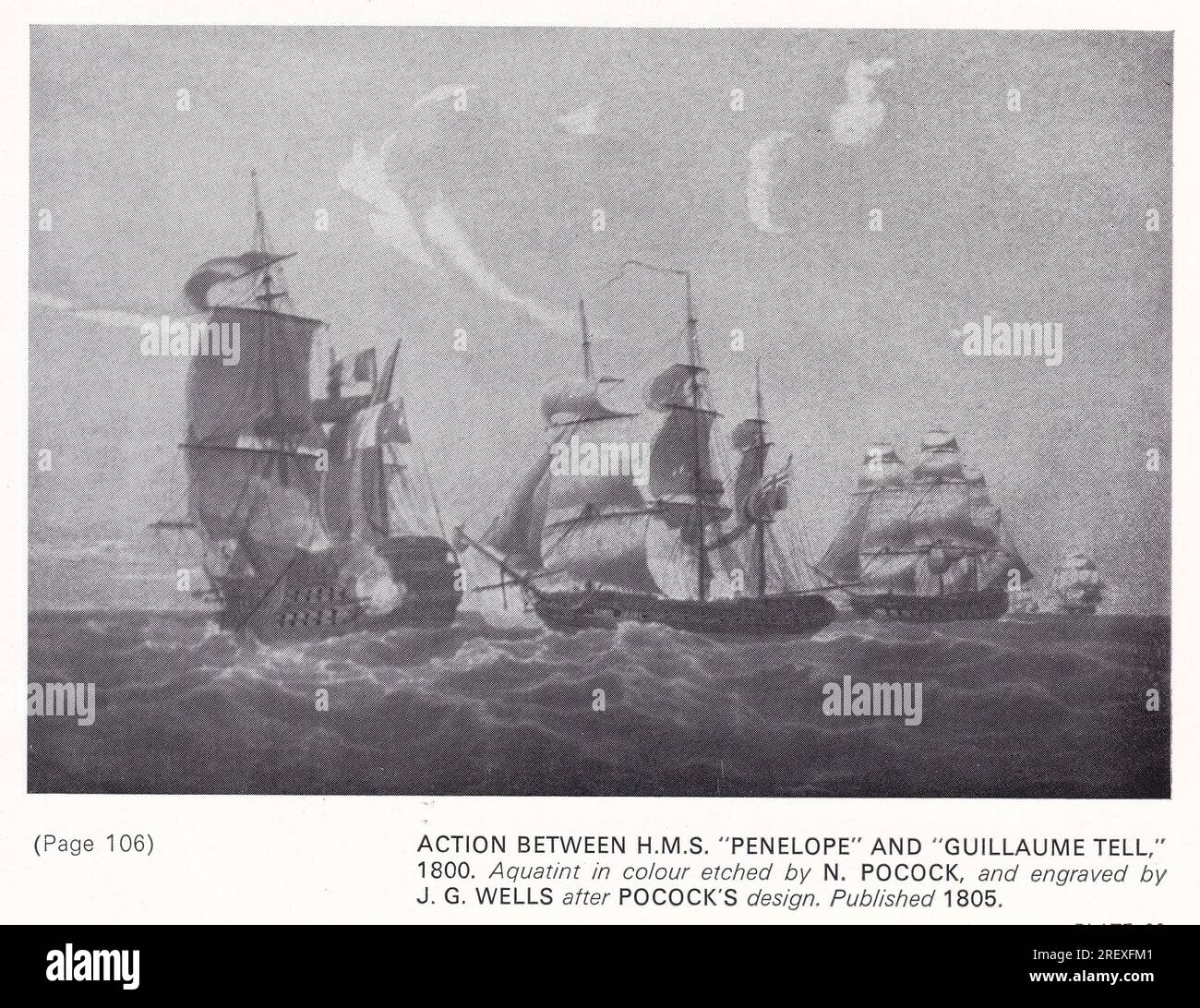 Action between H.M.S. 'Penelope' and 'Guillaume Tell', 1800. Stock Photo