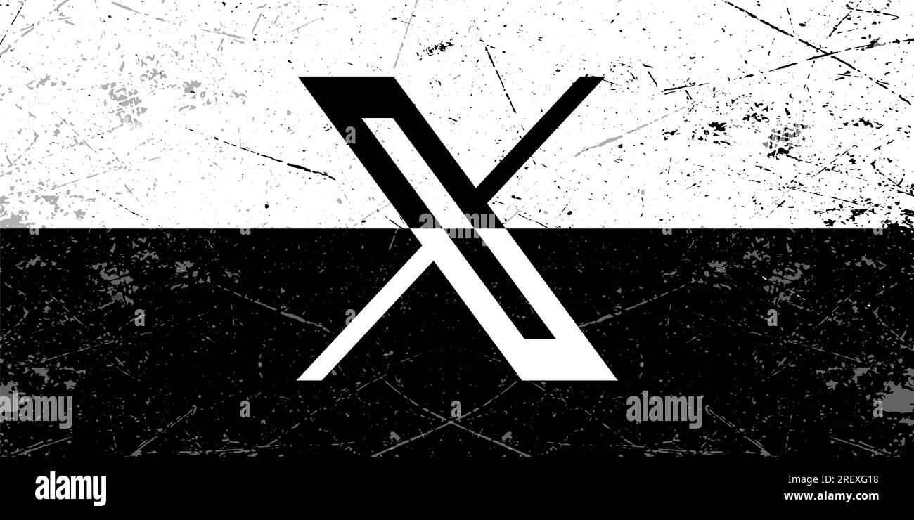 Twitter logo on a grunge background. Changing the Twitter logo Stock