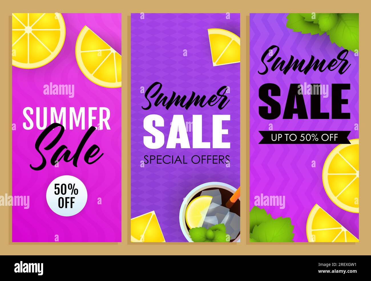 Summer sale letterings set, lemon slices and mojito cocktail Stock ...