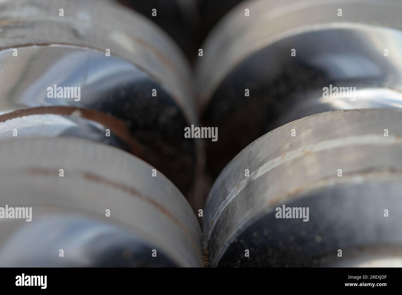 Close-up view injection machine screw spare parts injection machine ...