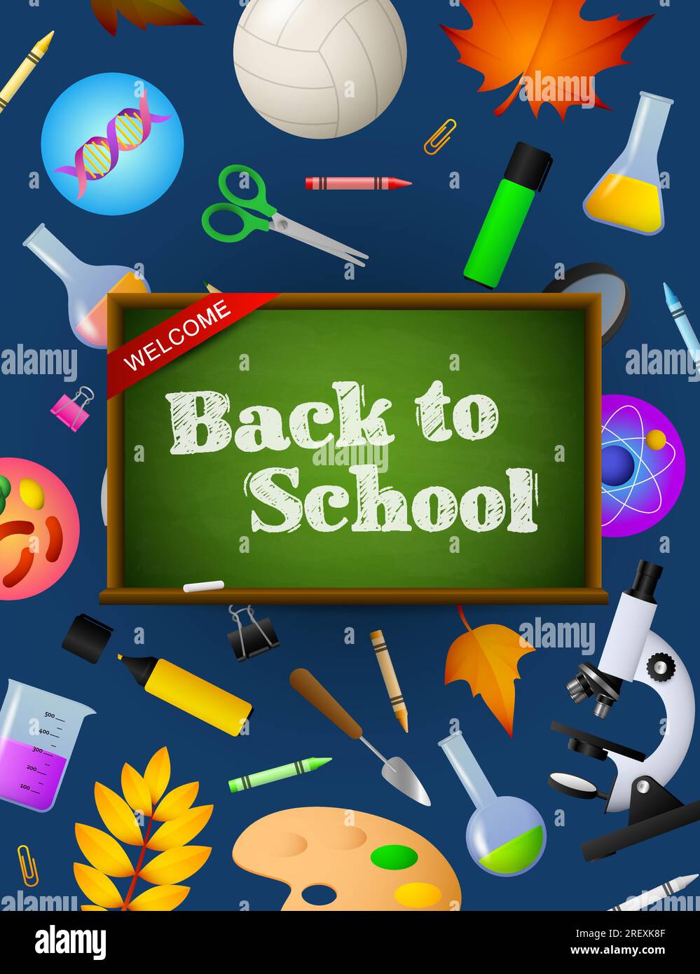 Back to school lettering on chalkboard Stock Vector Image & Art - Alamy