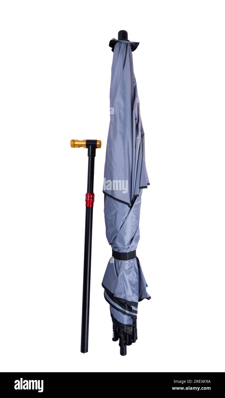 Big umbrella from wind and sun isolated on white background Stock Photo ...