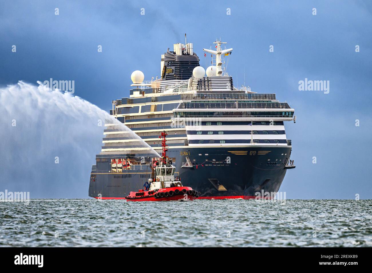 Explora I is a luxury cruise ship operated by MSC Cruises premium cruise brand Explora Journeys - July 2023 Stock Photo