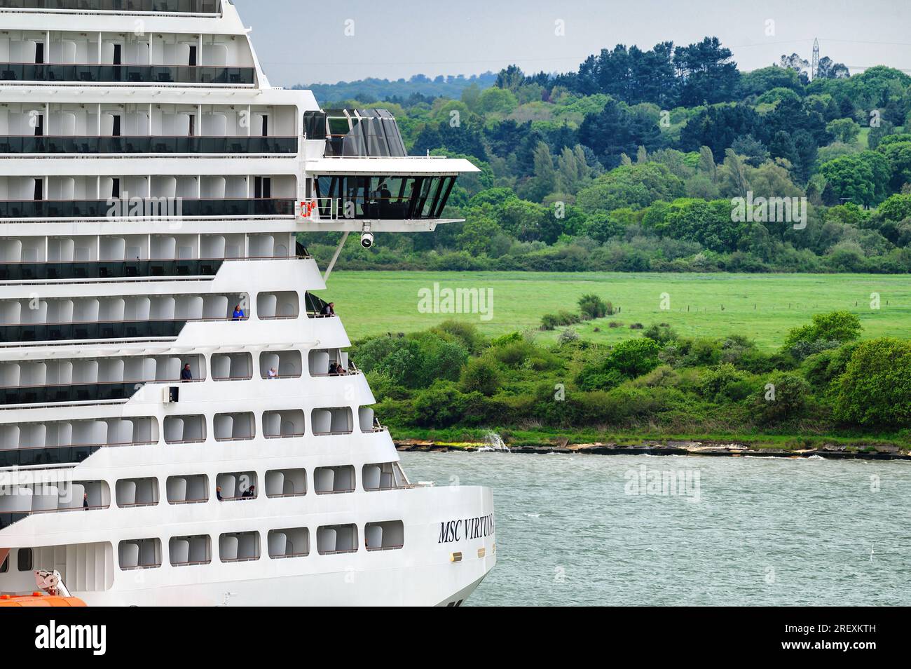 A detail view of a cruise ship bridge as the vessel manoeuvres in port. Stock Photo