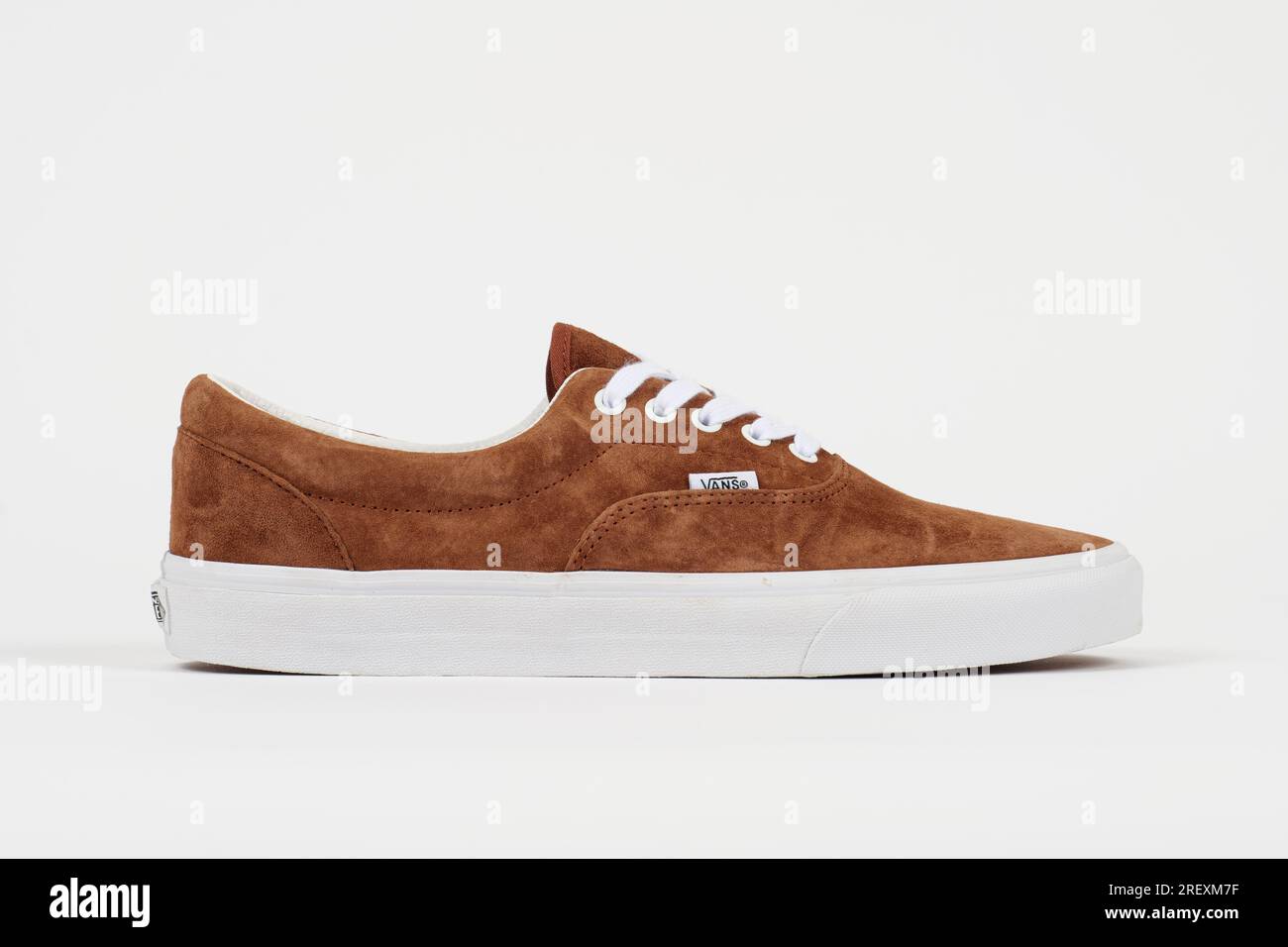 Copenhagen, Denmark - July 29, 2023: Vans Era suede skate shoes product  shot on light grey background. Illustrative editorial photo Stock Photo -  Alamy