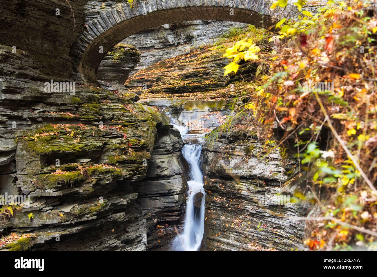 the central cascade within watkins glen state park in new york in