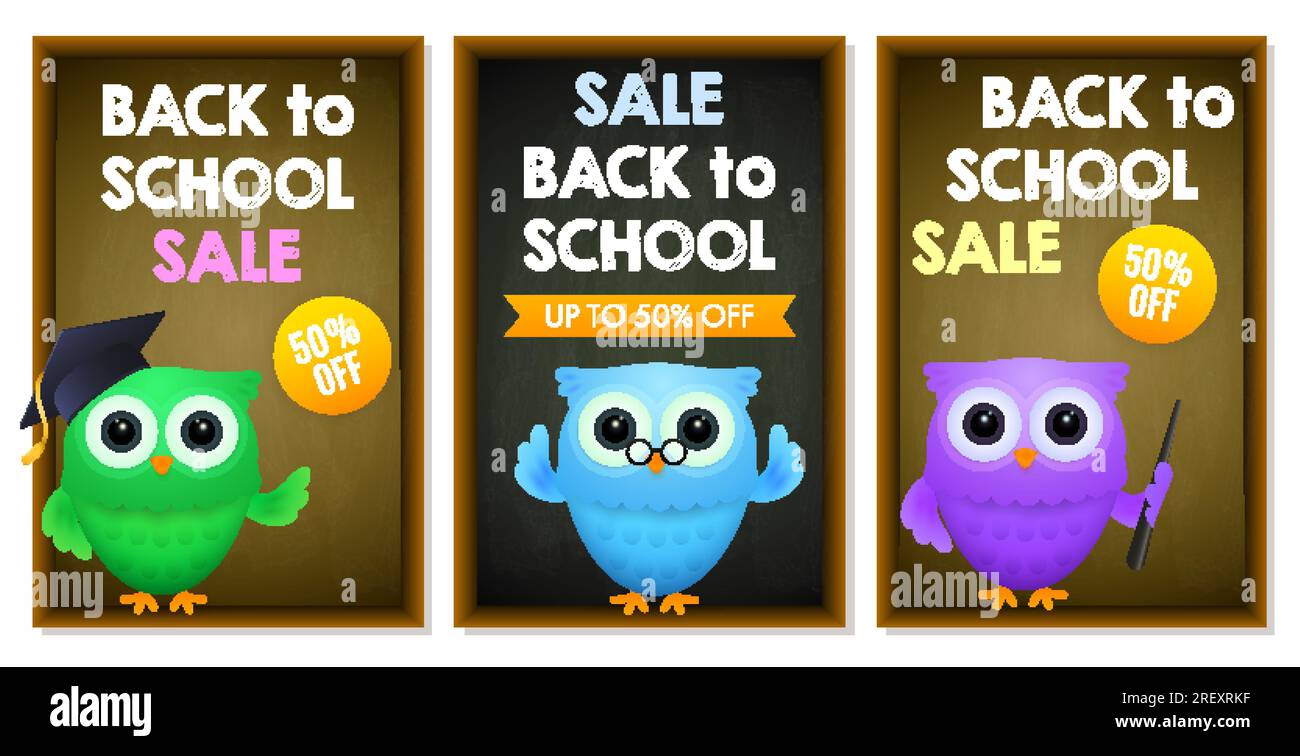 Back to school discount posters set Stock Vector Image & Art Alamy