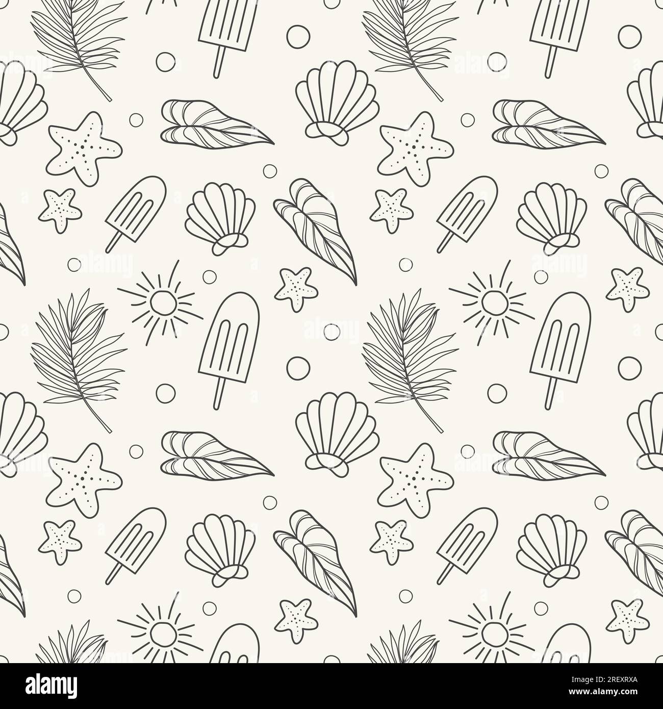 Hand drawn summer seamless pattern with various summer elements Stock Vector