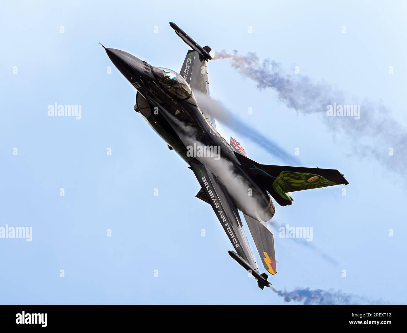 General Dynamics F-16AM Fighting Falcon, 31 Squadron, Belgian Air Component, Kleine Brogel.  Displaying at the Royal International Air Tattoo 2023. Stock Photo