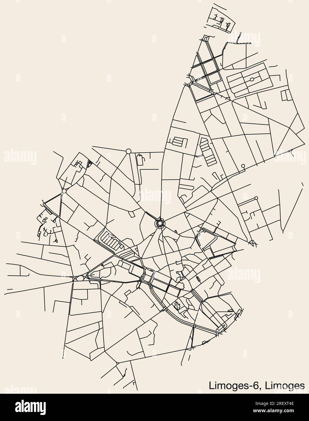 Street roads map of the LIMOGES6 CANTON, LIMOGES Stock Vector Image