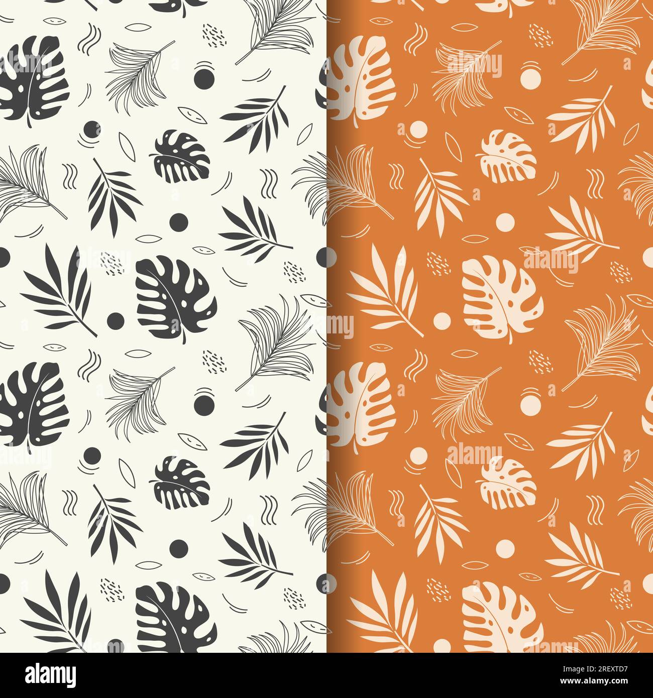 Hand drawn seamless pattern background with tropical leaves Stock ...