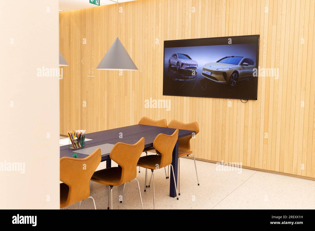 Oslo, Norway. July 27th, 2023. The NIO cafe and showroom in Oslo, Norway. Six EP9s have been sold to NIO investors for £2.5 million each. Credit: Katie Collins/Alamy Stock Photo