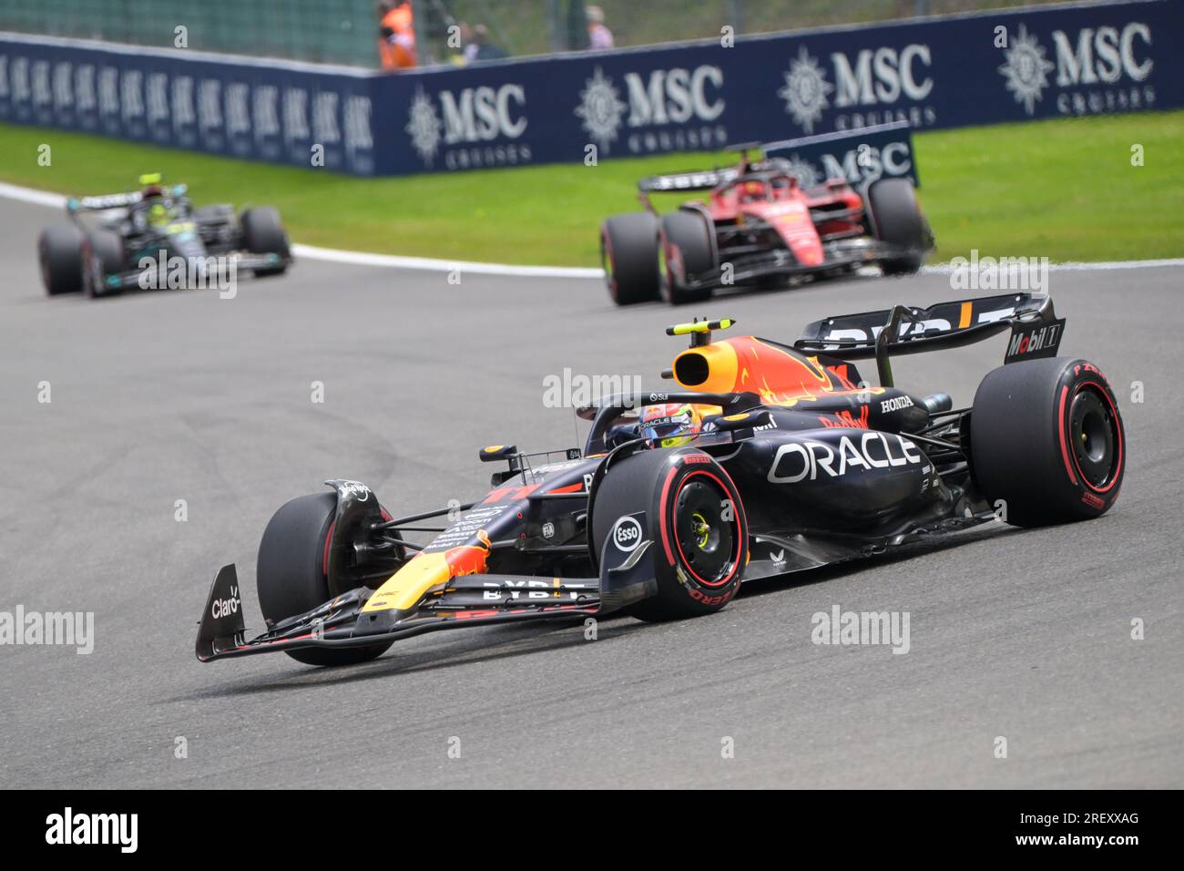 F1 Racer Rider Red Bull Racing Mexican rider Sergio Perez pictured in action during ...