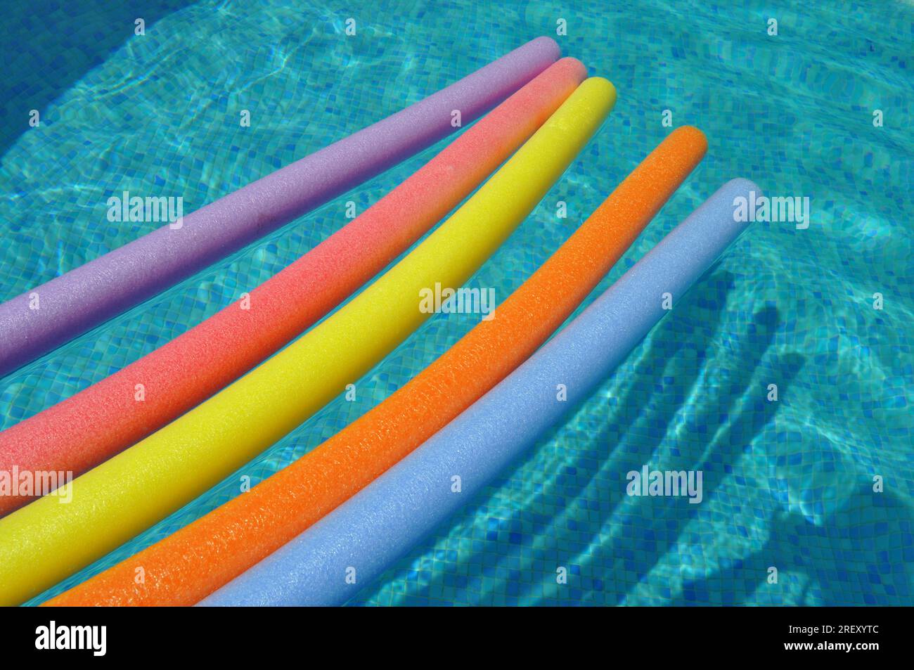 colorful swim noodles floating swimming pool Stock Photo Alamy