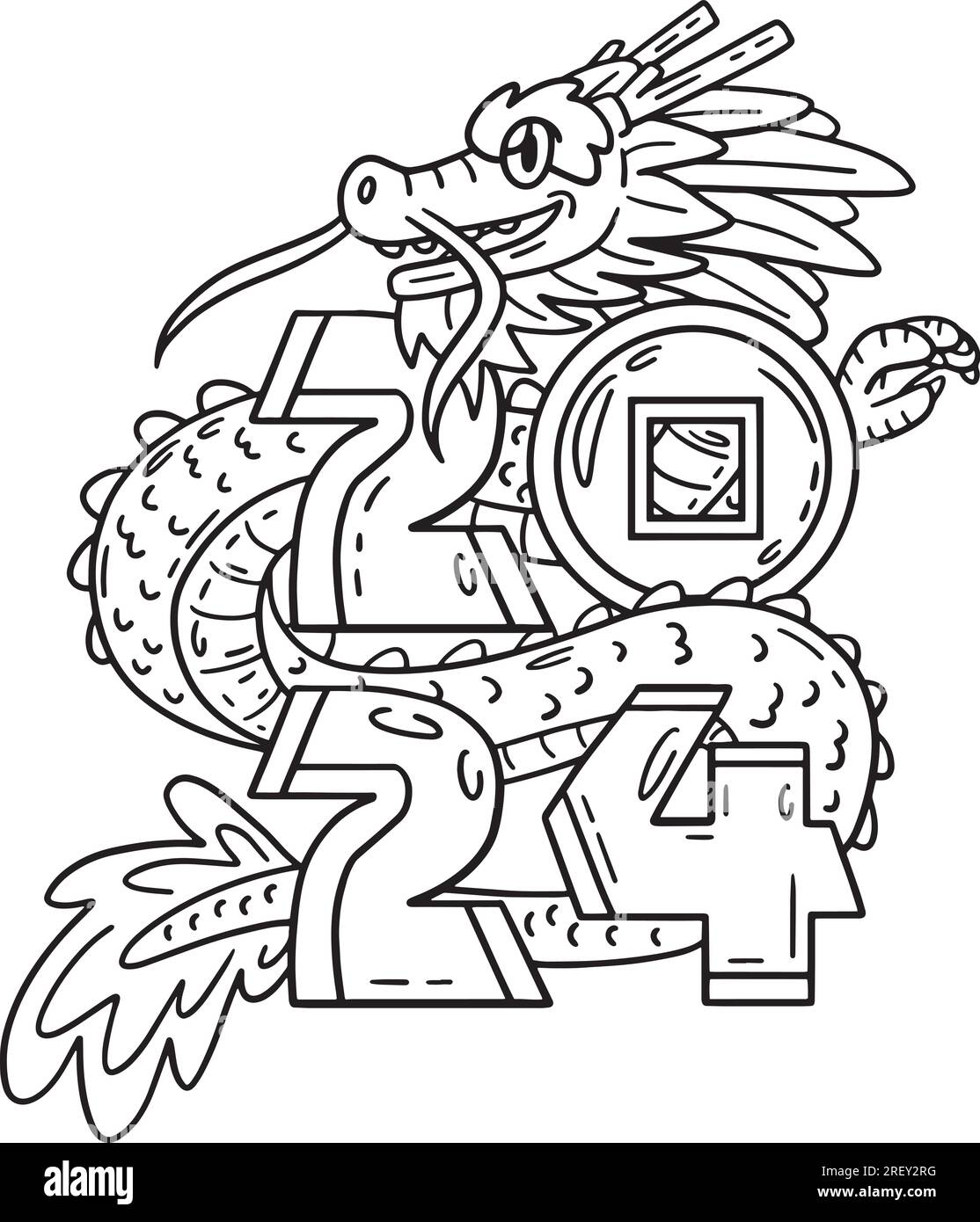 Year Of The Dragon 2024 Coloring Page Traci Harmonie   Year Of The Dragon 2024 Isolated Coloring Page 2REY2RG 