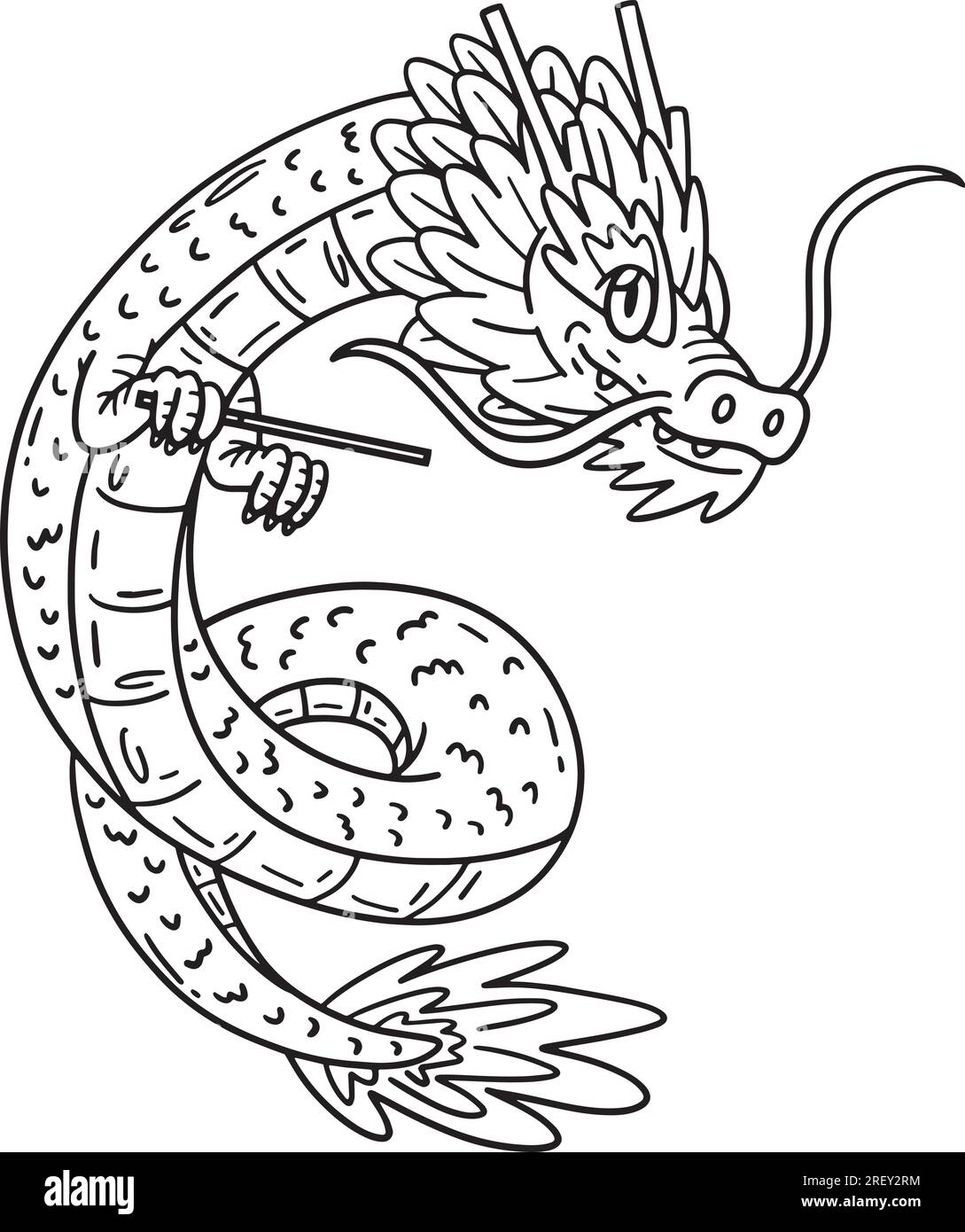 Year of the Dragon with Incense Isolated Coloring Stock Vector Image ...