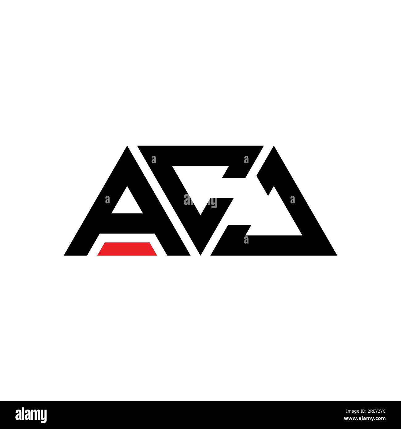 ACJ triangle letter logo design with triangle shape. ACJ triangle logo design monogram. ACJ triangle vector logo template with red color. ACJ triangul Stock Vector