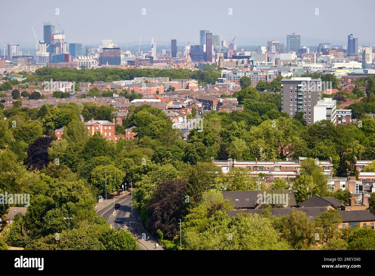 Manchester Skyline with Fallowfield and Wilmslow Road Stock Photo Alamy