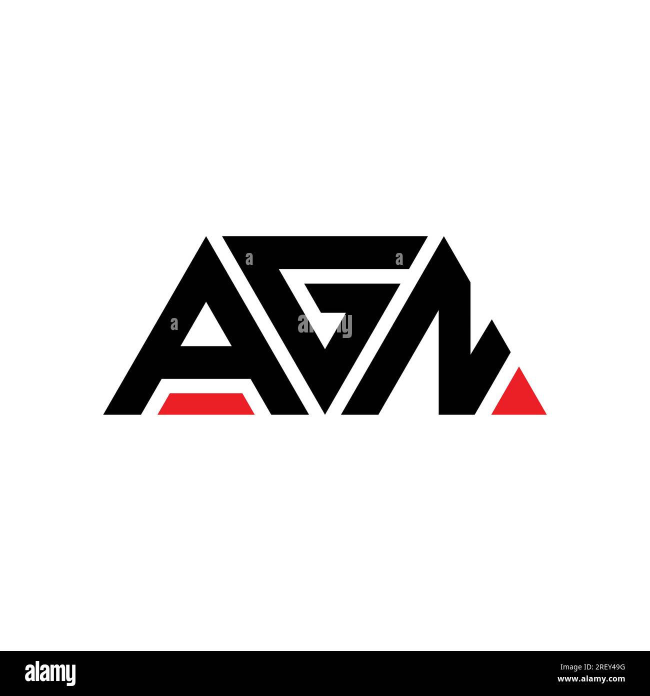 AGN triangle letter logo design with triangle shape. AGN triangle logo design monogram. AGN triangle vector logo template with red color. AGN triangul Stock Vector