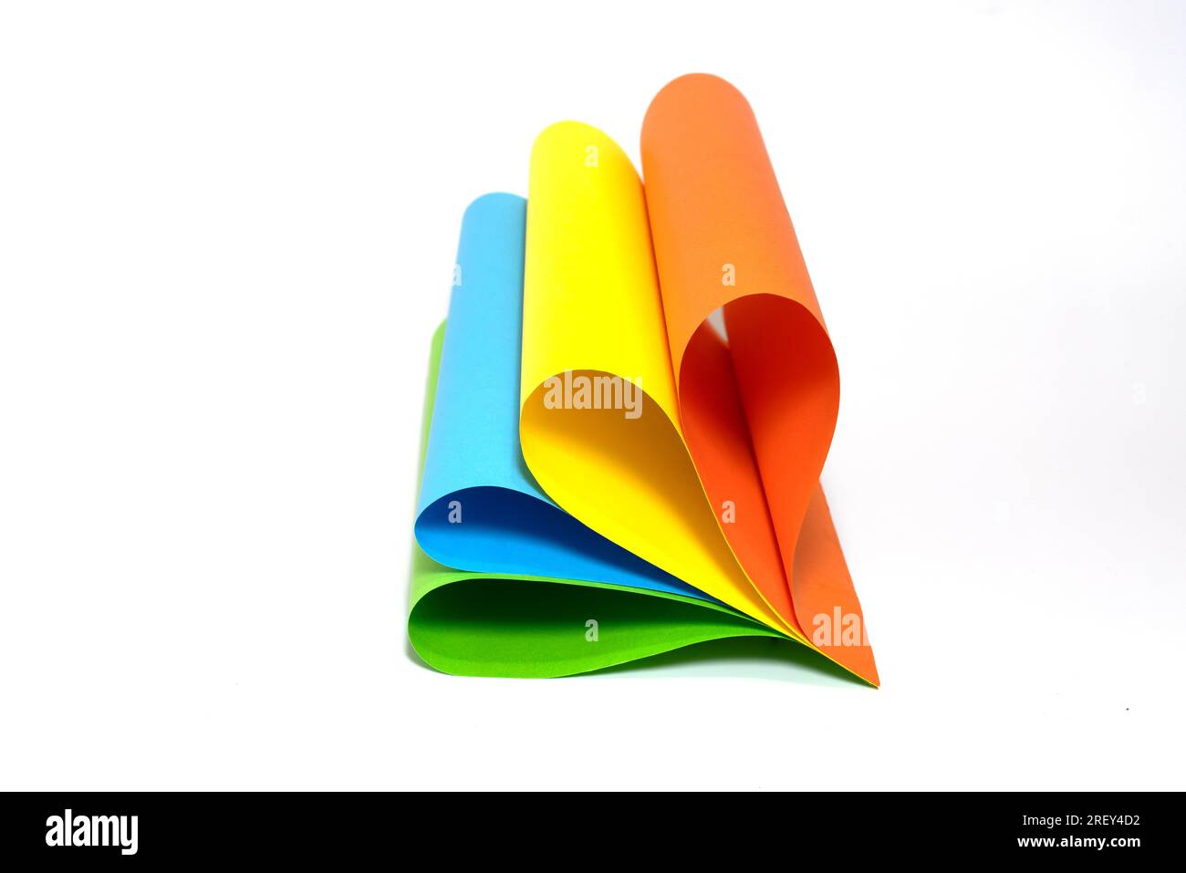 Multicolor of paper rolls on white background. abstract gradient shape Stock Photo
