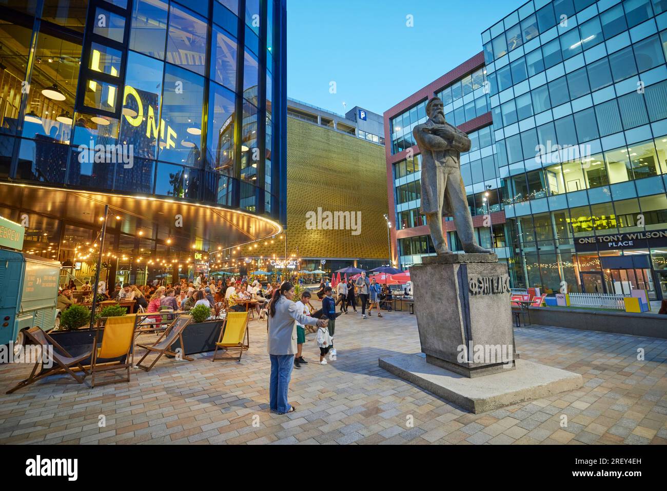 Soviet statue of Karl Marx’s collaborator Friedrich Engels Statue First Street Manchester after its move from Ukraine Stock Photo