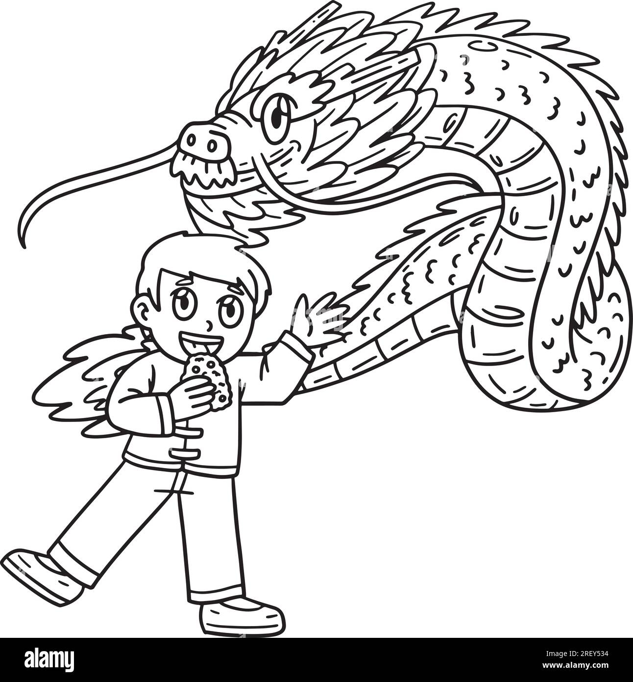 Year of the Dragon Child and a Dragon Isolated Stock Vector Image & Art ...