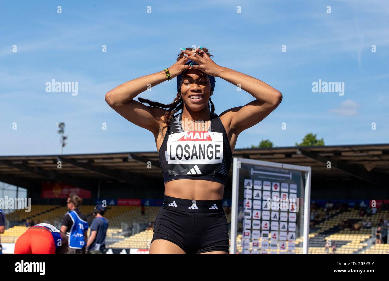 Albi, France. 30th July, 2023. Pamera LOSANGE 2023 French champion in the 200m durint French Athletics Championship 2023 in Albi, France, on July 30, 2023. Photo by Arnaud Bertrand/ ABACAPRESS.COM Credit: Abaca Press/Alamy Live News Stock Photo