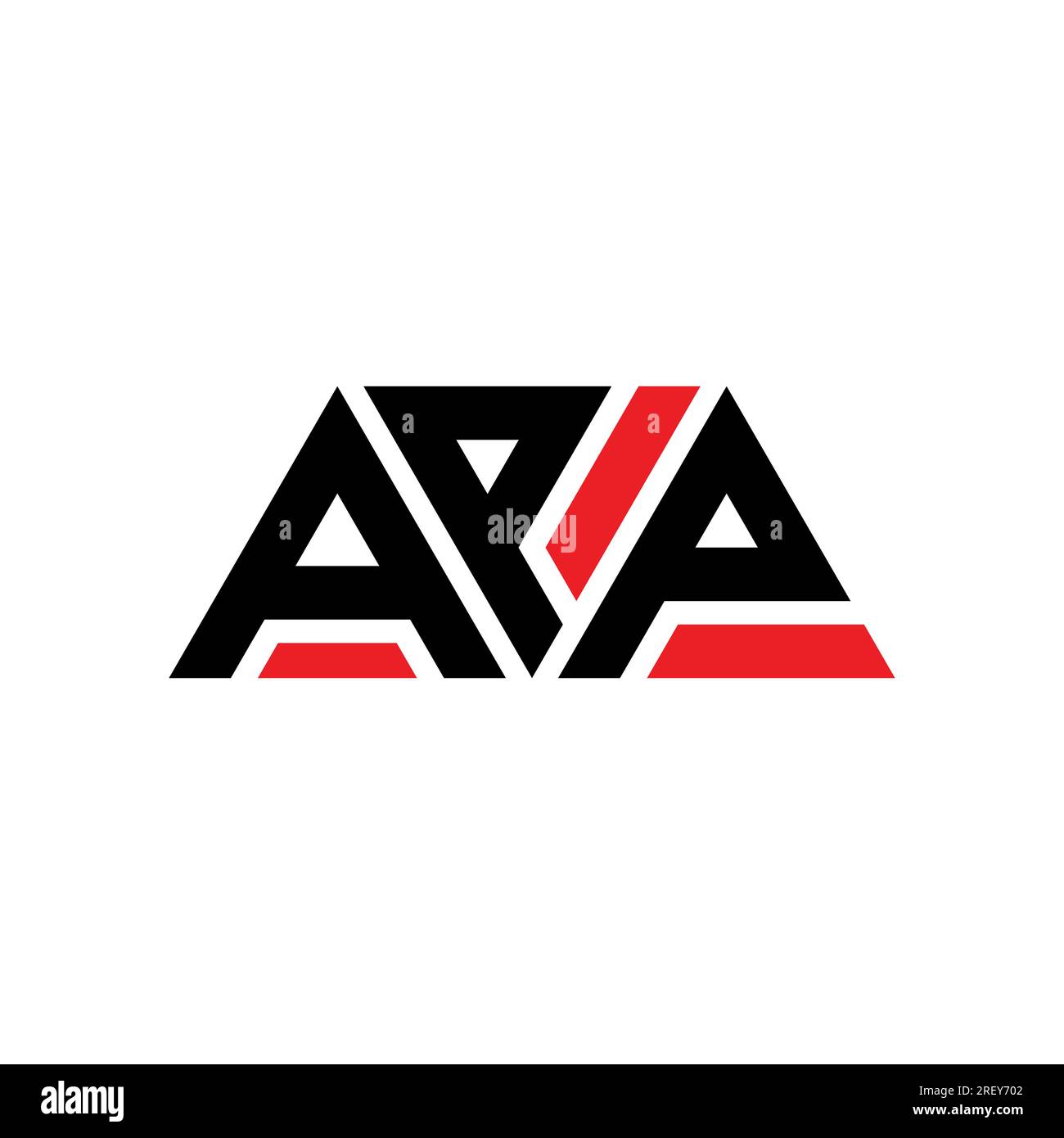 APP triangle letter logo design with triangle shape. APP triangle logo design monogram. APP triangle vector logo template with red color. APP triangul Stock Vector