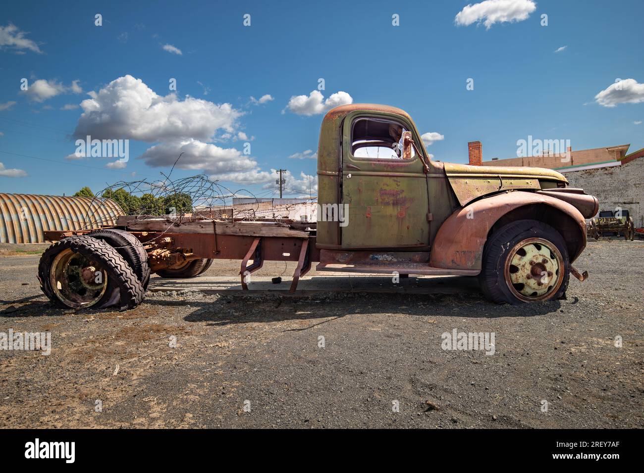Almira, WA USA June 22 2023 - Rusty old GMC truck in the summer sun Stock Photo