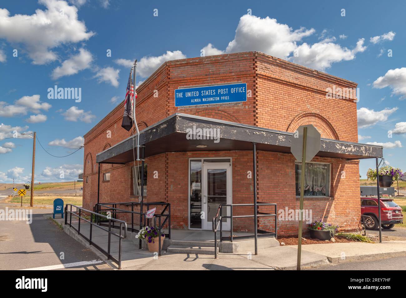 Almira, WA USA June 22 2023 Post office building on a summer