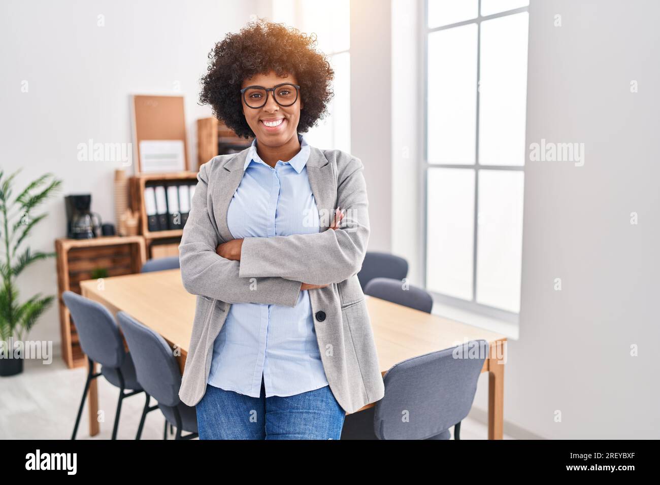 African american woman business worker smiling confident standing with ...