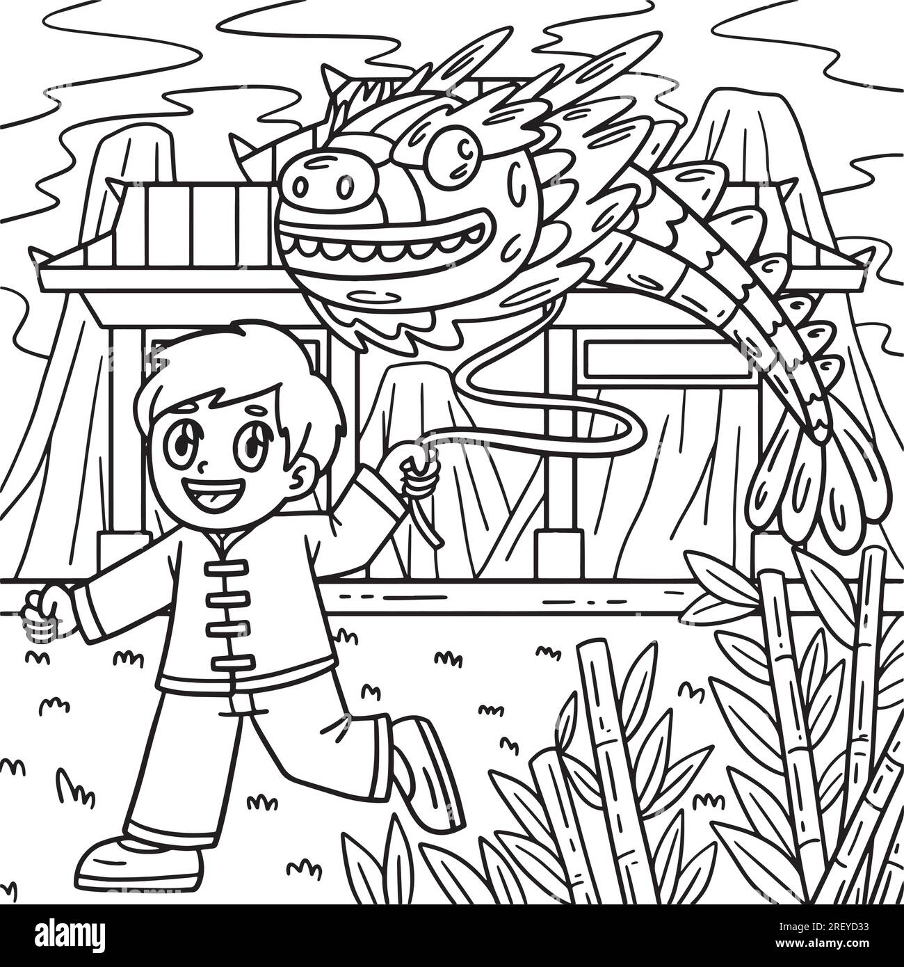 Year of the Dragon Child Dragon Balloon Coloring Stock Vector Image ...